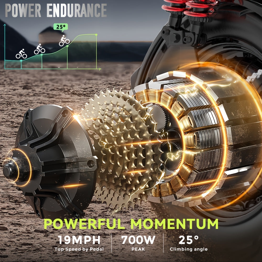 Adult Folding Electric Bicycle, Featuring a 700W Peak Motor with a 960Wh Battery, Capable of Traveling 35 Miles at Speeds Up to 20MPH. This Commuter E-Bike Includes a Removable 48V 20AH Battery, Supports a Weight of 330 Lbs