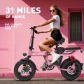 M1 PINK Foldable Electric Bike for Adults, 700W Peak Motor, 3-Step Folding Ebike with 48V\u002F20Ah Removable Battery, 20MPH Speed, 35 Range, 14\