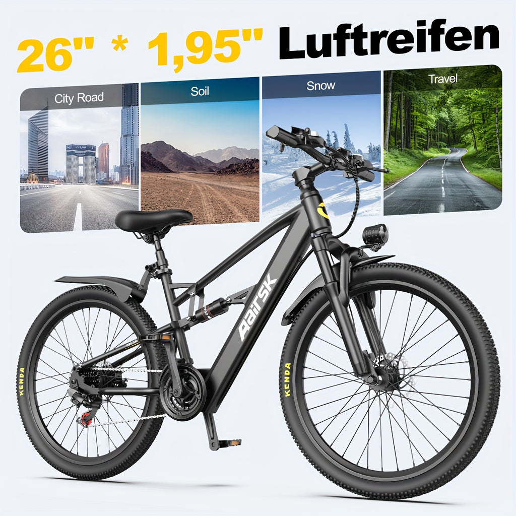 Aairsk Adult Electric Bicycle, Maximum Speed 22 Mph, 36V\u002F13AH, Peak Power 748W Brushless Motor with Shock Absorption, Electric Mountain Bike for Adults And