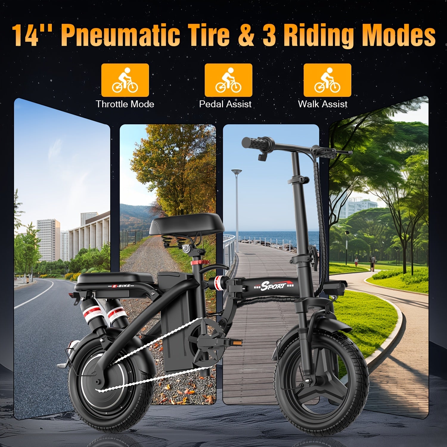 ASKGO Z8 Adult Folding Electric Bicycle, 650W 25 MPH 25 Miles, 48V 10Ah Detachable Battery, Suitable For Daily Commuting, Going Out And Playing, The Best Gift, Folding Electric Bicycle For Adults With Two Seats