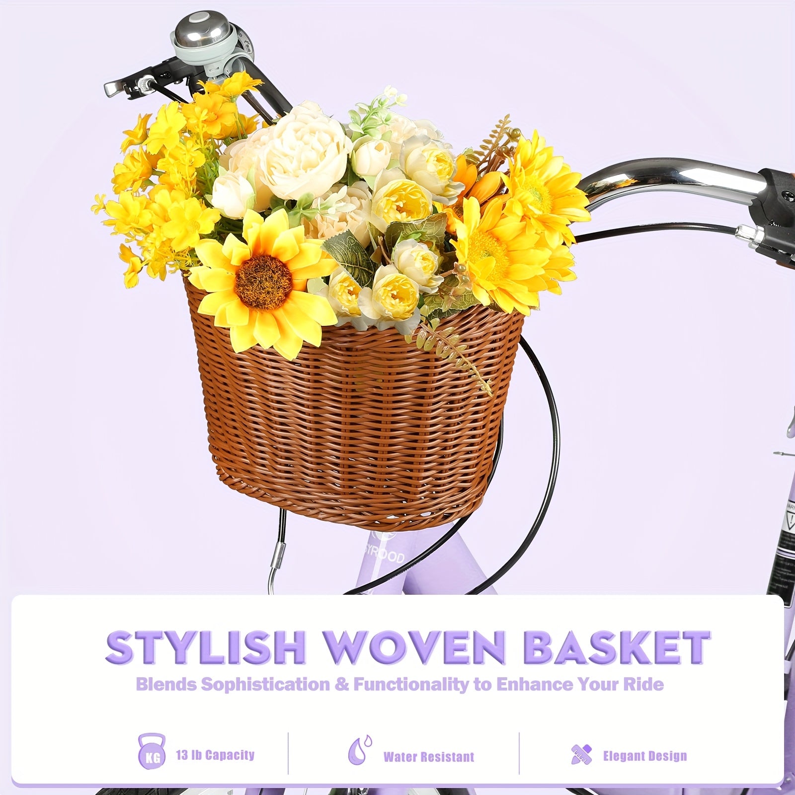 26-Inch Collapsible Beach Bicycle, Bicycle Featuring a Basket, 7-Speed Hybrid Commuter Bikes with Cushion, V-Brakes, Easy Assembly for Adults