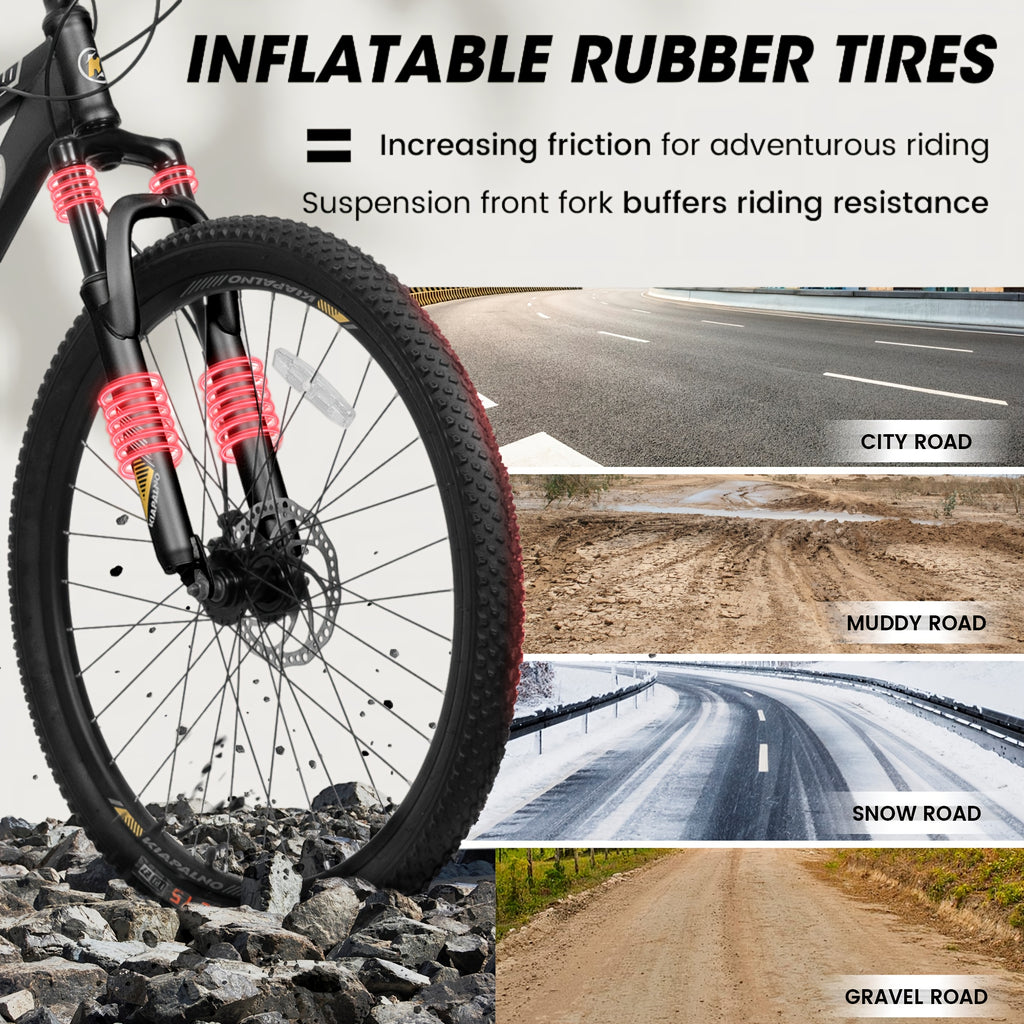 26-Inch Mountain Bike with 21-Speed High-Carbon Steel Frame, Dual Disc Brakes, and Comfortable Saddle - Durable & Lightweight for Men and Women, Perfect for Outdoor Adventures, Mountain Bike Accessories