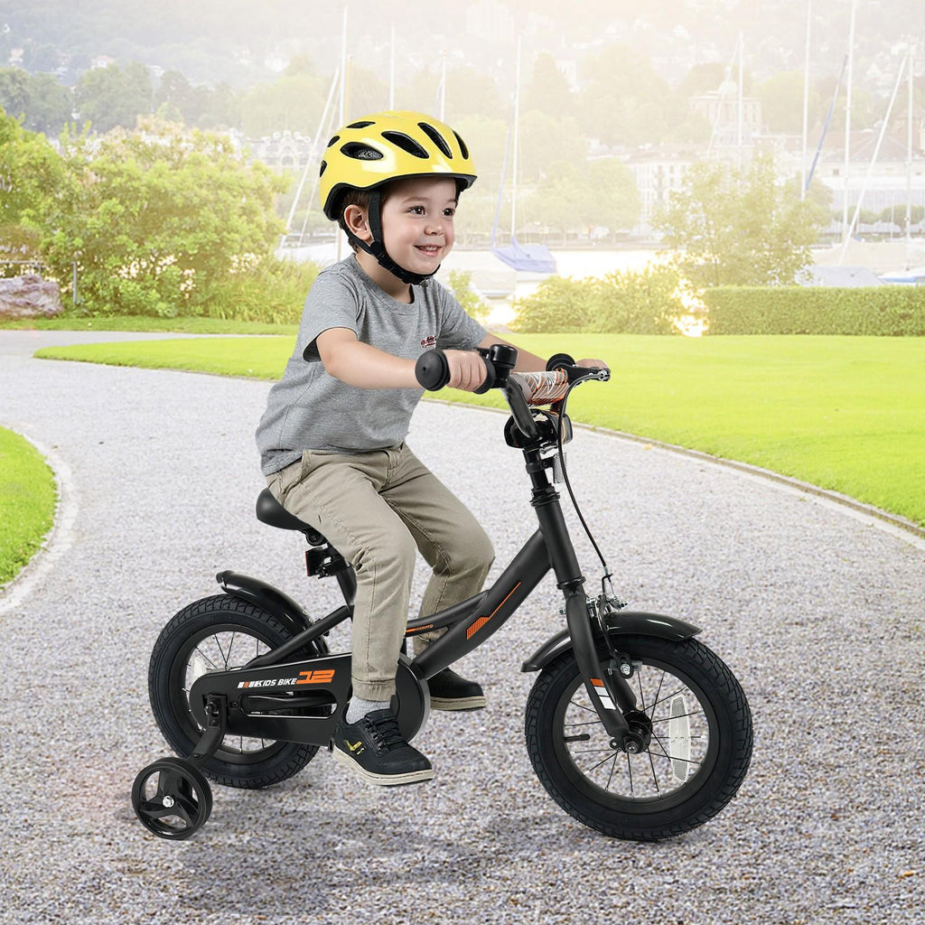 12-Inch Bicycle for Children, Sporting Bike Featuring Detachable Training Wheels, Adjustable Seat And Handlebars, Handbrake And Coaster Brake, Safety Reflectors, Suitable for Boys And Girls Aged 3 to 8