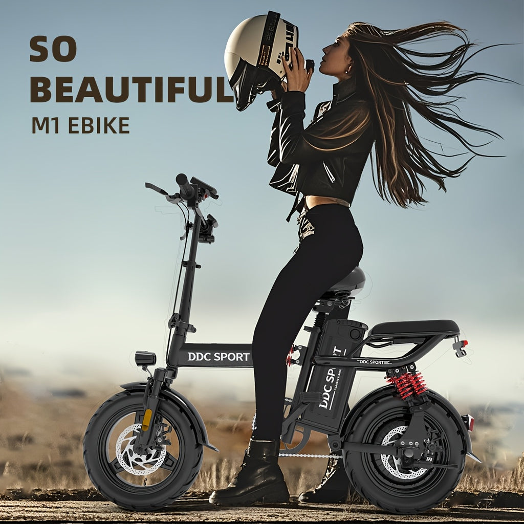 M1 PINK Foldable Electric Bike for Adults, 700W Peak Motor, 3-Step Folding Ebike with 48V\u002F20Ah Removable Battery, 20MPH Speed, 35 Range, 14\