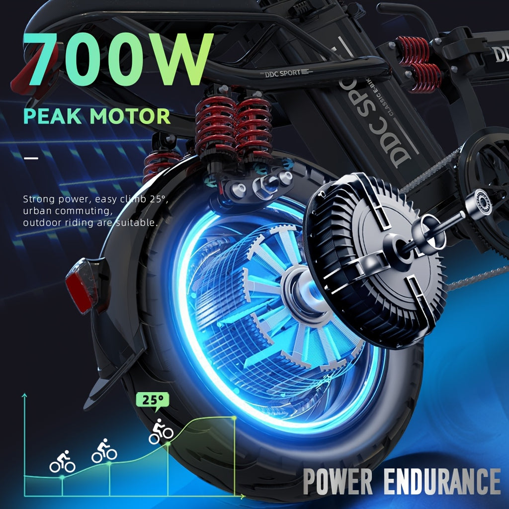 M1 PINK Foldable Electric Bike for Adults, 700W Peak Motor, 3-Step Folding Ebike with 48V\u002F20Ah Removable Battery, 20MPH Speed, 35 Range, 14\