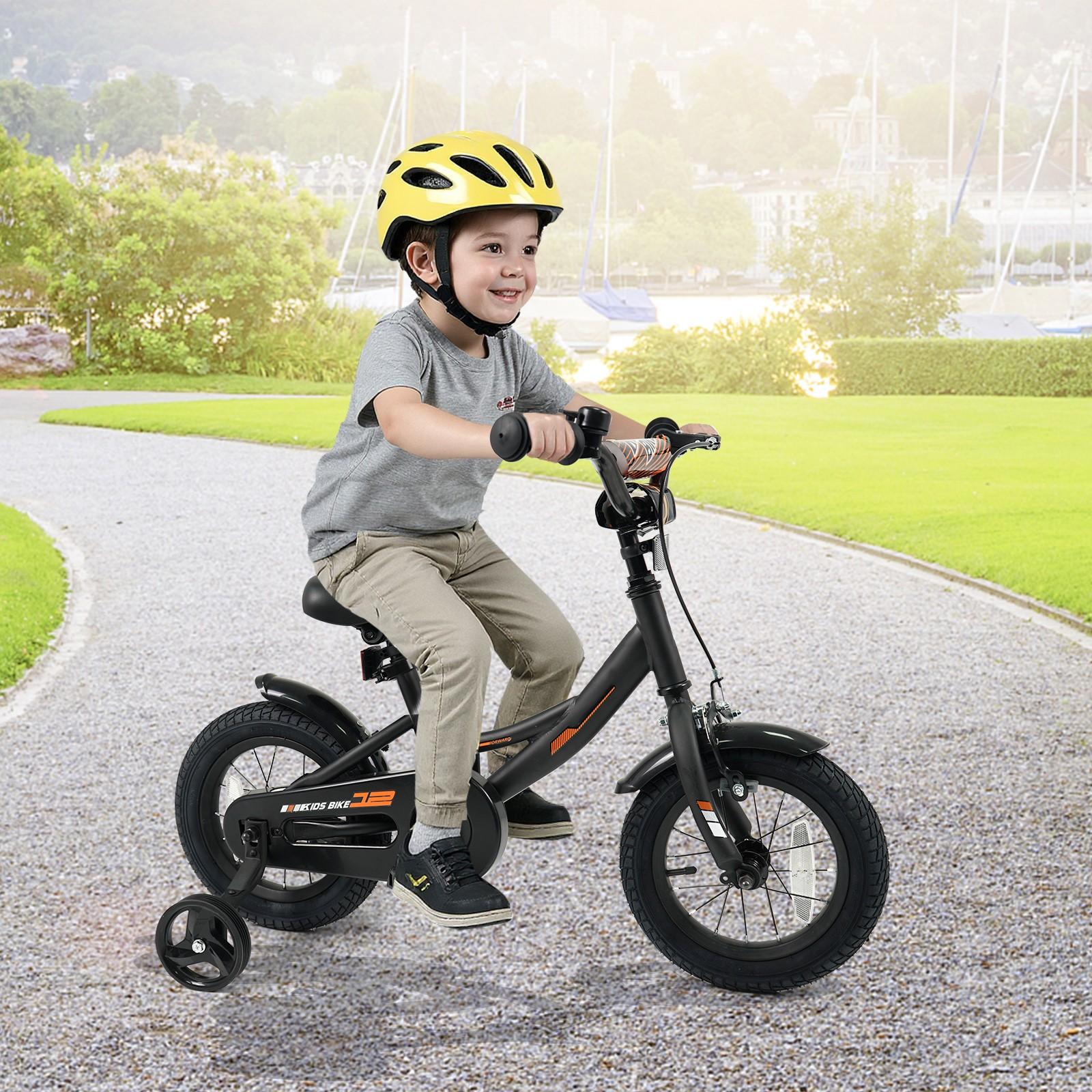 12-Inch Bicycle for Children, Sporting Bike Featuring Detachable Training Wheels, Adjustable Seat And Handlebars, Handbrake And Coaster Brake, Safety Reflectors, Suitable for Boys And Girls Aged 3 to 8