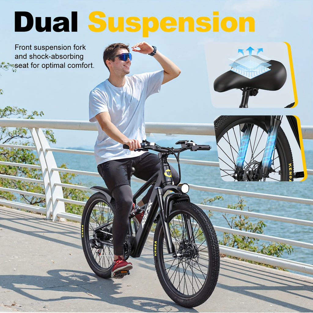 Aairsk Adult Electric Bicycle, Maximum Speed 22 Mph, 36V\u002F13AH, Peak Power 748W Brushless Motor with Shock Absorption, Electric Mountain Bike for Adults And