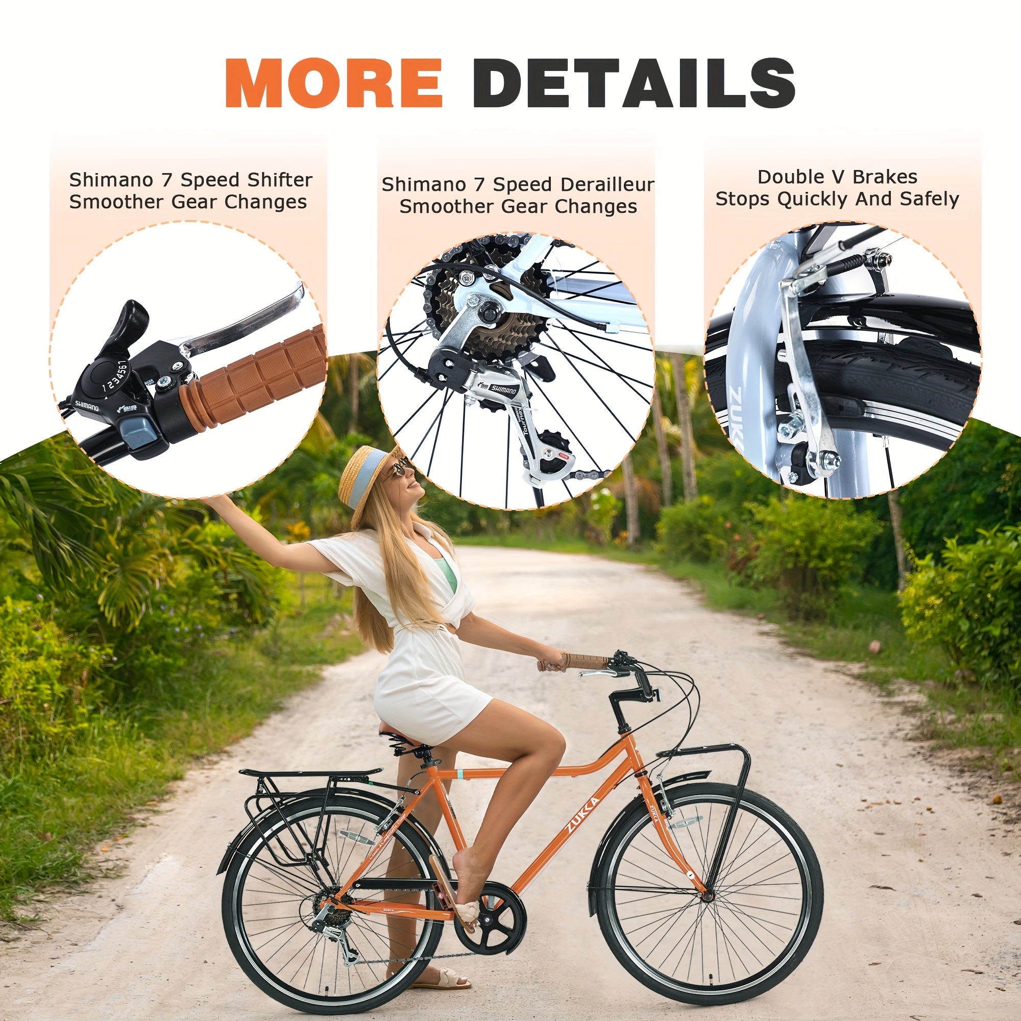 7 Speed, Multiple Colors 26 Inch Vintage Style Bike, Retro Commute Bike for Women And Men