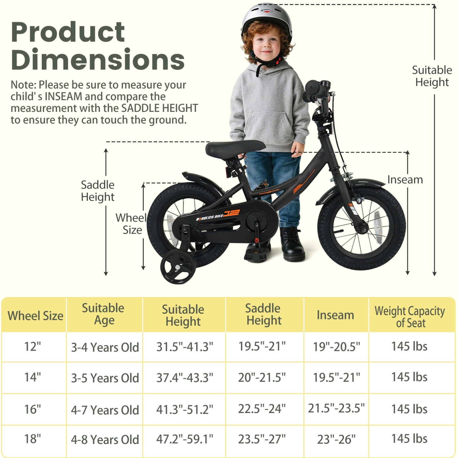12-Inch Bicycle for Children, Sporting Bike Featuring Detachable Training Wheels, Adjustable Seat And Handlebars, Handbrake And Coaster Brake, Safety Reflectors, Suitable for Boys And Girls Aged 3 to 8