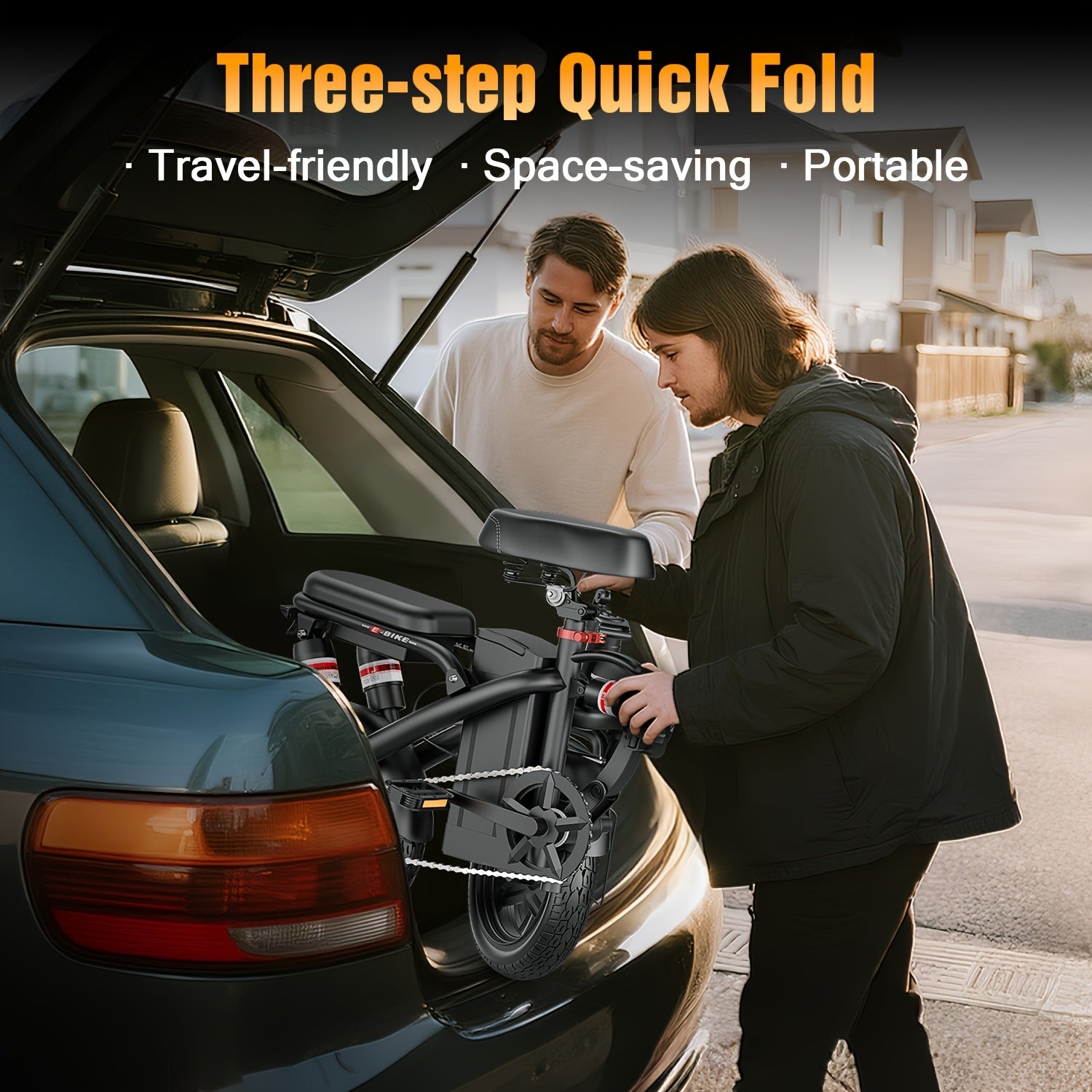 ASKGO Z8 Adult Folding Electric Bicycle, 650W 25 MPH 25 Miles, 48V 10Ah Detachable Battery, Suitable For Daily Commuting, Going Out And Playing, The Best Gift, Folding Electric Bicycle For Adults With Two Seats